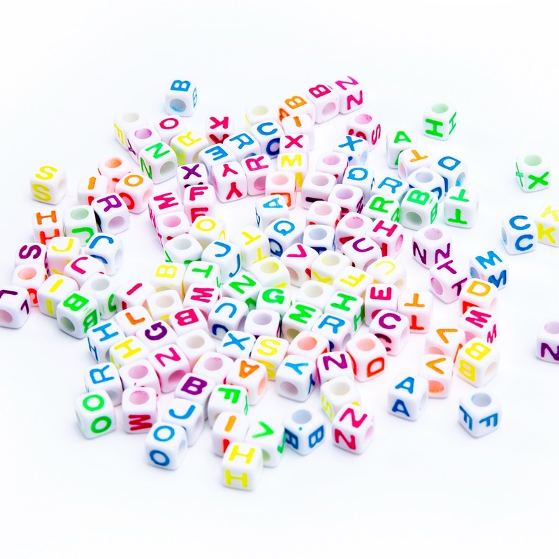亚克力字母珠子7MM方形白底荧光详情图1
