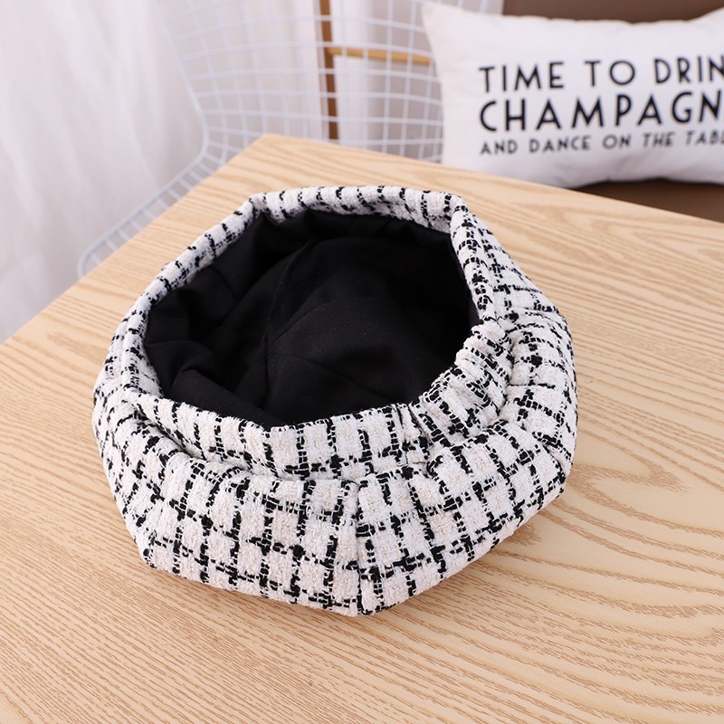 Children's Vintage Checked Beret Girl Princess British Autumn/Winter Bud Hat Foreign Korean Hipster Baby Octagon Hat details Picture