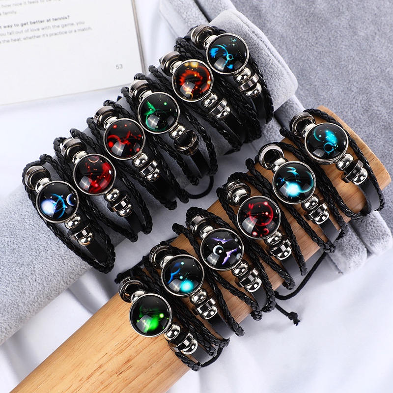 12星座夜光流行皮革手链
