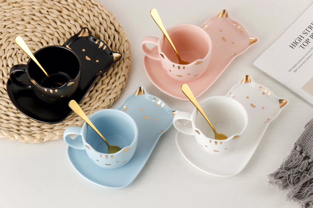 可爱猫咪 咖啡杯碟