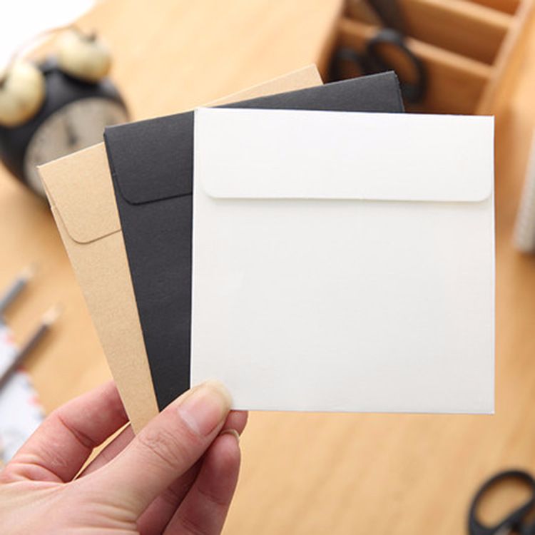 Brown Paper/Black Card/Beige Small Envelope Vintage Plain Invitation Card Envelope Plain Blank 10*10 Envelope