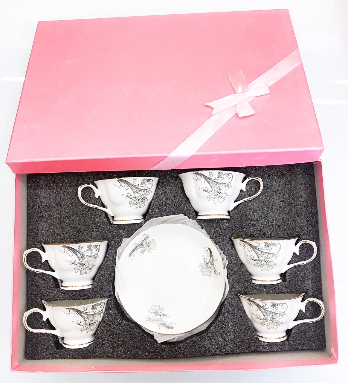 Golden flower six cups saucer boutique thumbnail