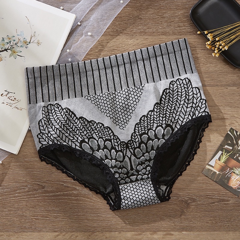 新品女士高腰提臀收腹裤宫廷2.0二代石墨烯纯棉裆部高弹塑身三角裤白底实物图