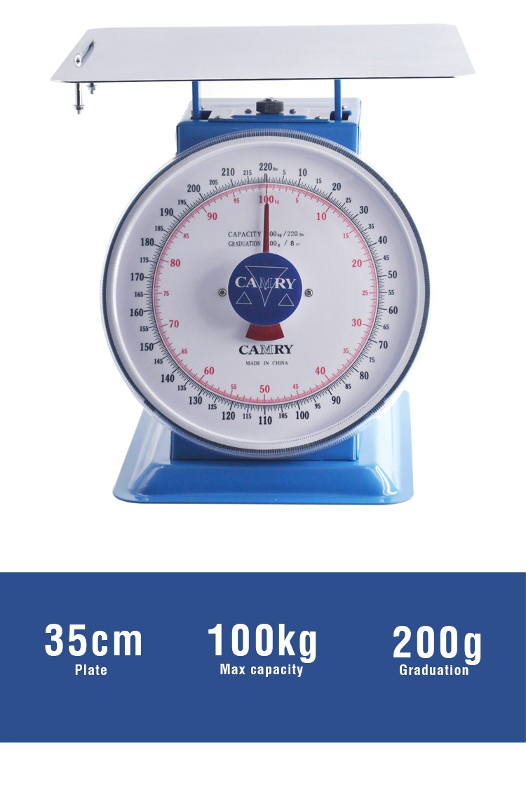 CAMRY Xiangshan SP-100 Degree Pan scale with stainless iron flat scale pan with handle mechanical spring scale platform scale single and double scale 100KG/LBS detail image 6