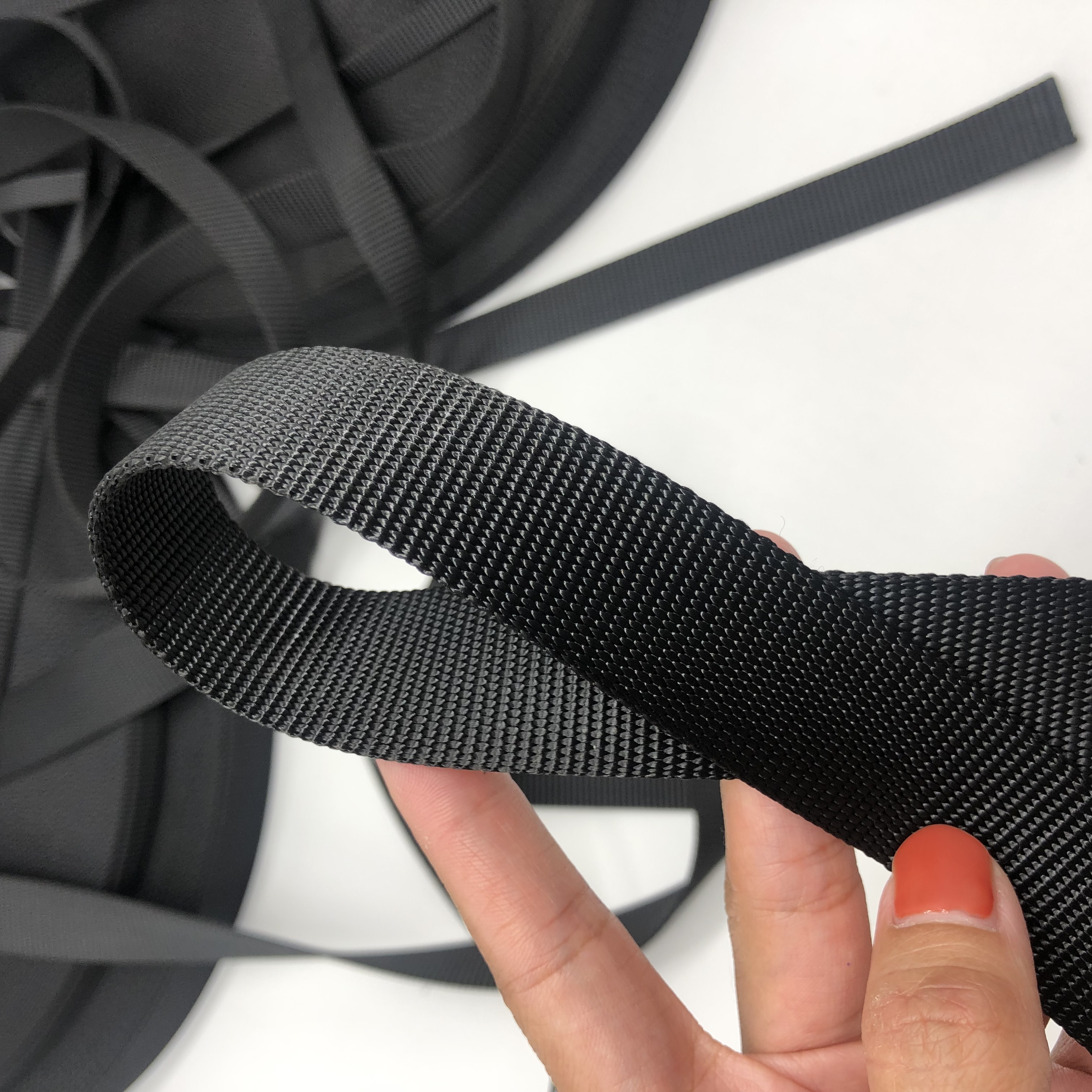 2.5Cm Imitation Nylon Bead Black Webbing Pet Webbing Leash Bag Strap Specification drawing