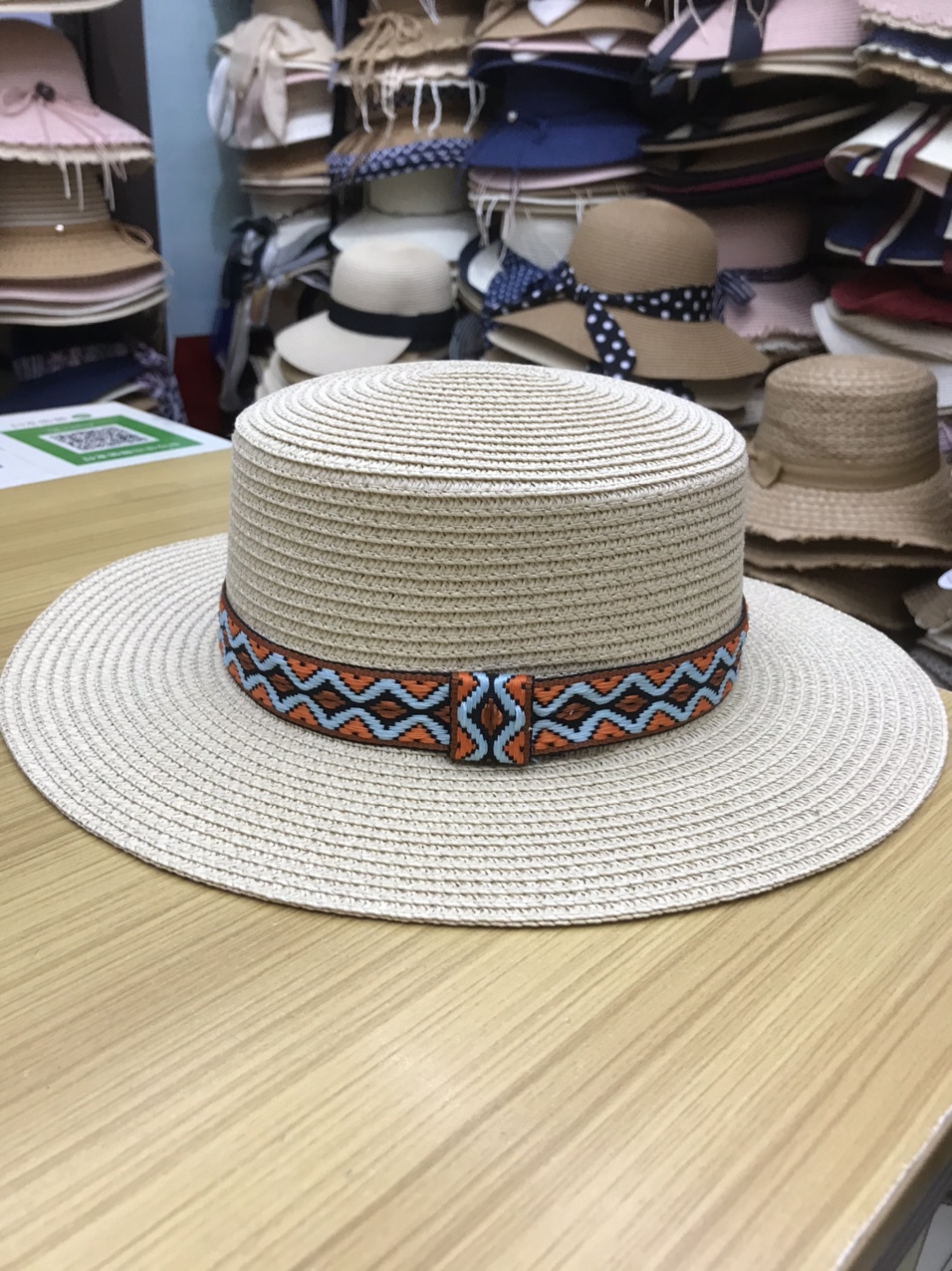 Korean style flat-topped straw hat