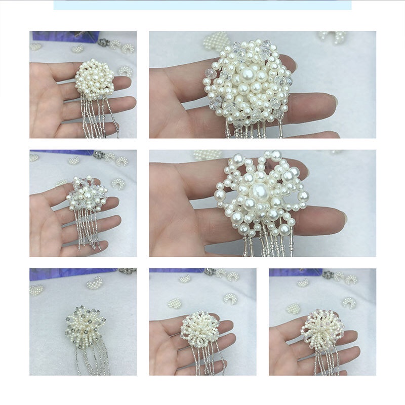 Hand-woven pearl crystal with crystal tube pendant