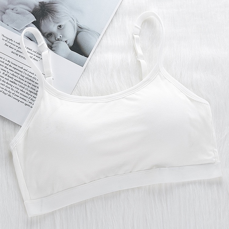 新款三排扣无钢圈吊带文胸螺纹面裹胸手托棉杯无痕舒适抹胸青少女胸罩运动瑜伽背心详情图6