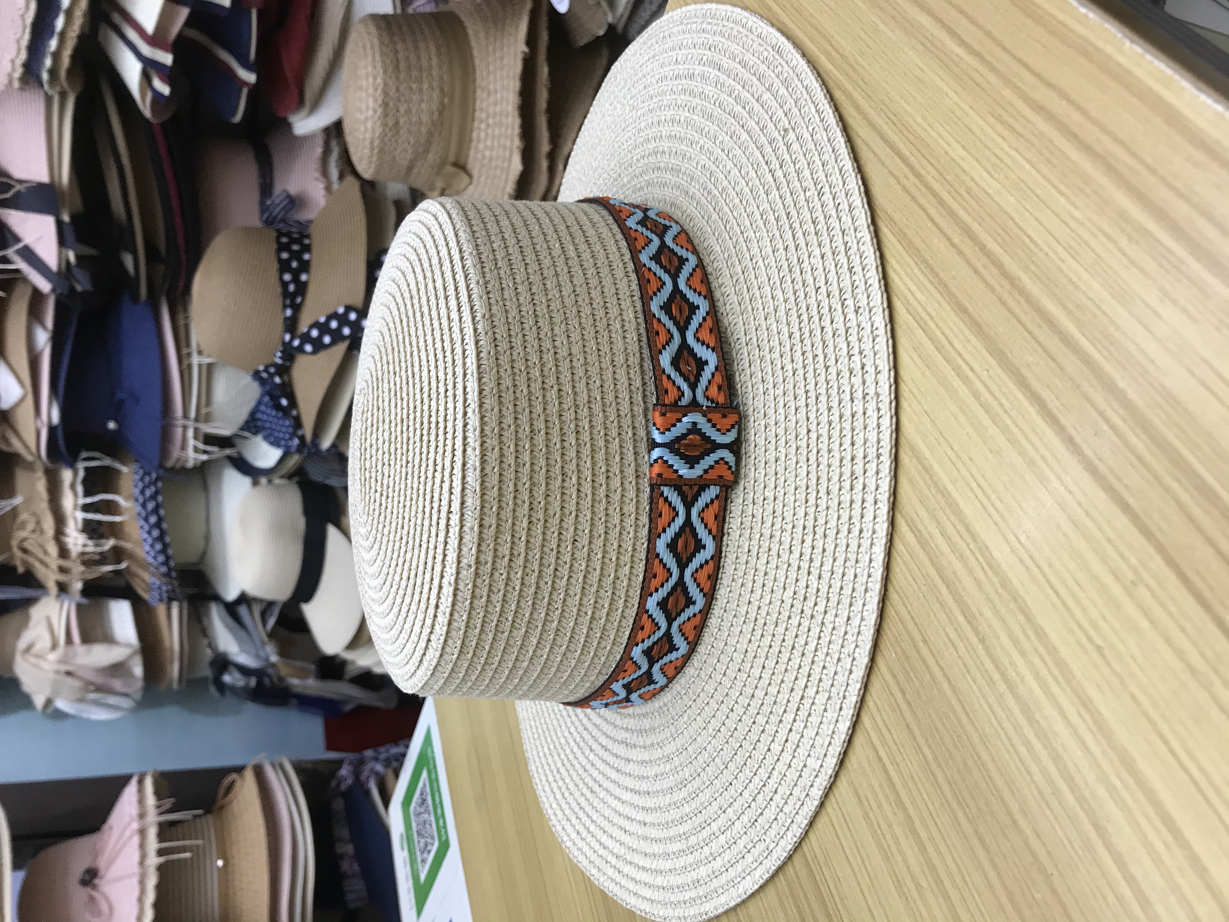 Korean style flat-topped straw hat details Picture