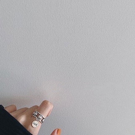 UKI SILVER and Ji 925 sterling silver smiling luck double-layer letter index finger ring Specification image