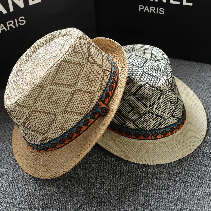 Spring and summer retro national style top hat jazz hat men and women's British fashion versatile casual breathable gentleman sunshade hat thumbnail
