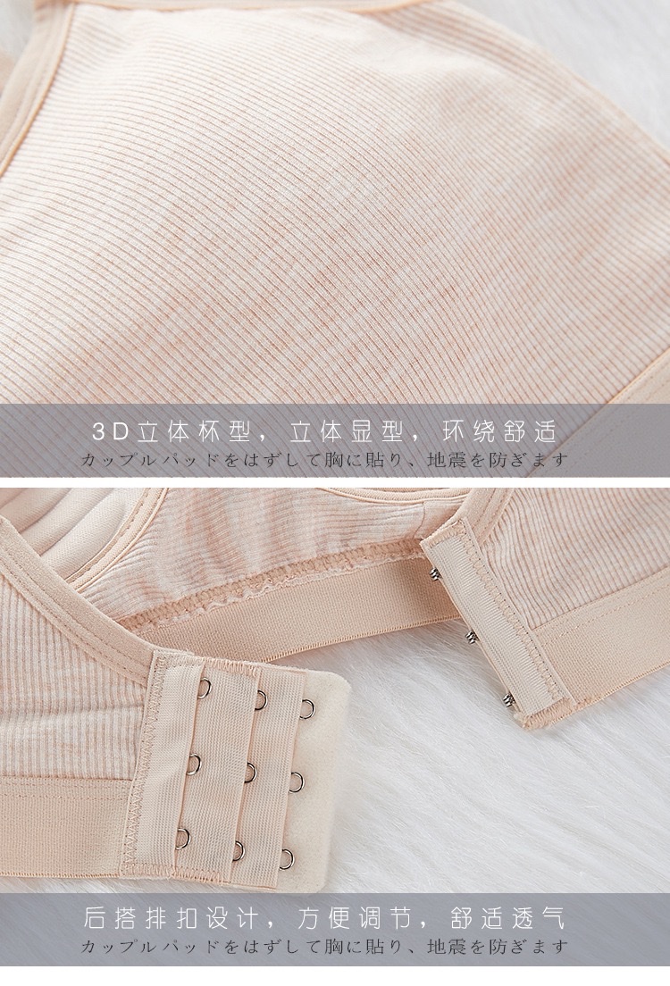 新款三排扣无钢圈吊带文胸螺纹面裹胸手托棉杯无痕舒适抹胸青少女胸罩运动瑜伽背心详情图11