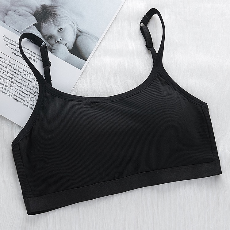 新款三排扣无钢圈吊带文胸螺纹面裹胸手托棉杯无痕舒适抹胸青少女胸罩运动瑜伽背心详情图9