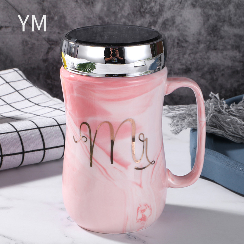 450ml ceramic water cup, marble-textured mirror surface cup detail image 3