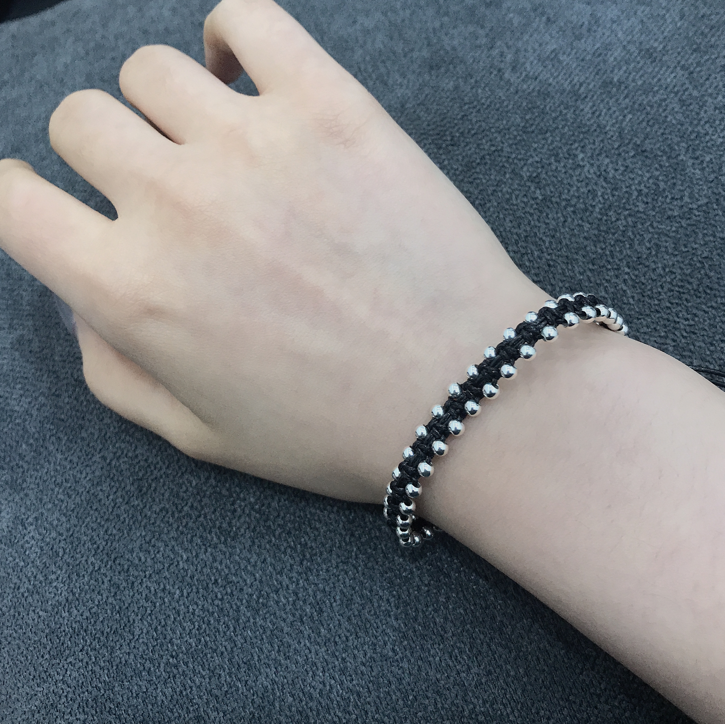 UKI SILVER and Ji Hand-woven black and red rope S925 silver bead woven rope bracelet details Picture