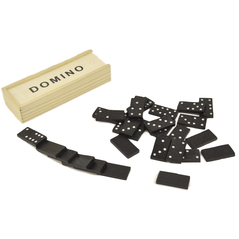 Small wooden domino wooden box with 28 pieces a set of children adult foreign trade high standard black brand