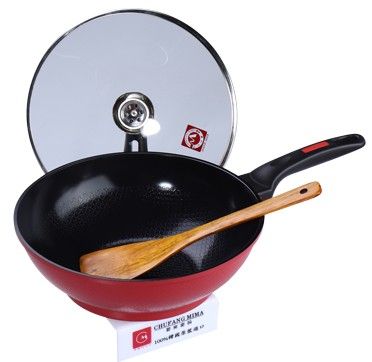 Kitchen Code: Korean imported kitchenware, Red Jeong Il Chok Ceramic wok, 30cm (lid not included) Item Picture