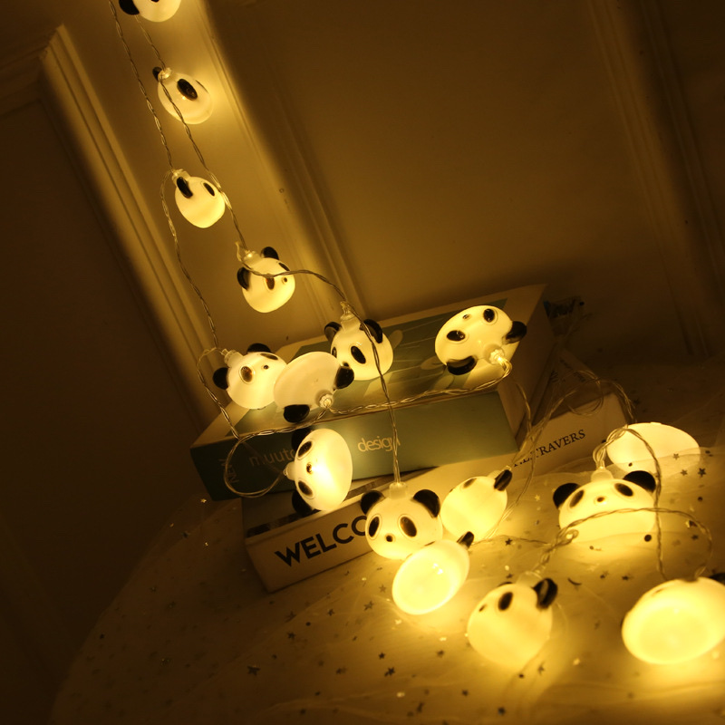 led大熊猫灯串 圣诞节日房间卧室装饰熊猫小彩灯电池盒产品图