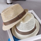 夏季新款中年男女士草帽防晒休闲户外遮阳小礼帽镂空透气帽老人帽