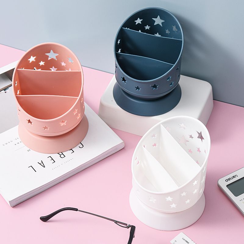Multi-functional layered pen holder, three-compartment storage box for study and office, simple makeup brush, star-shaped chopstick cage, pen holder storage box details Picture