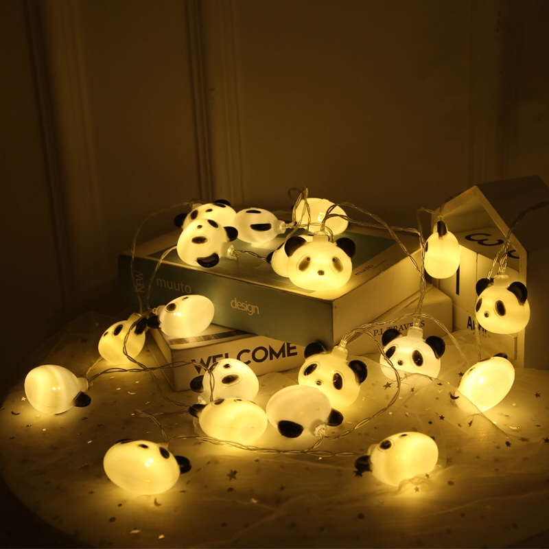 led大熊猫灯串 圣诞节日房间卧室装饰熊猫小彩灯电池盒图