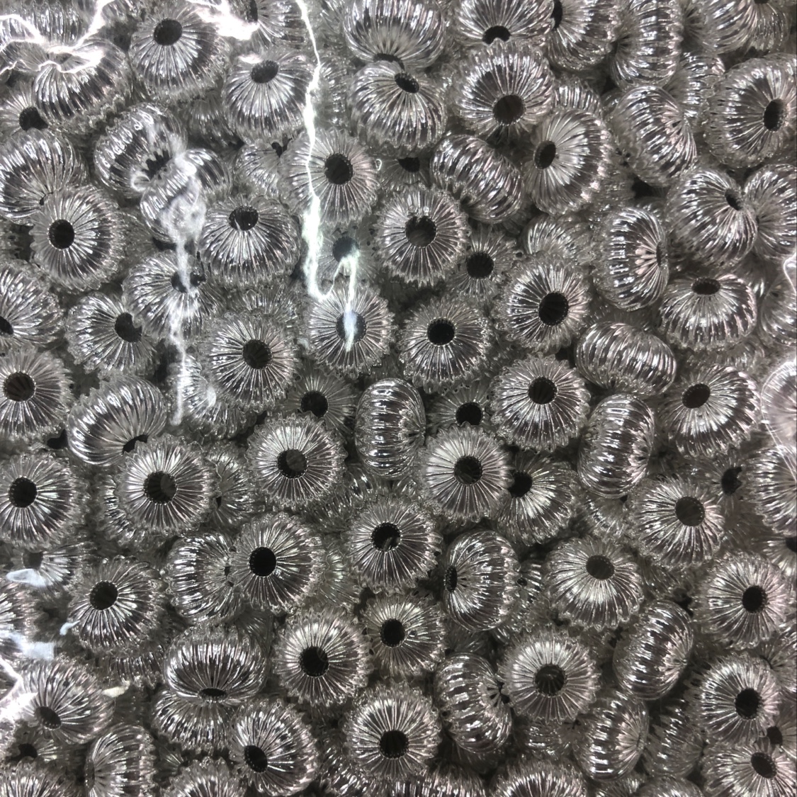 10MM压扁南瓜珠  银色