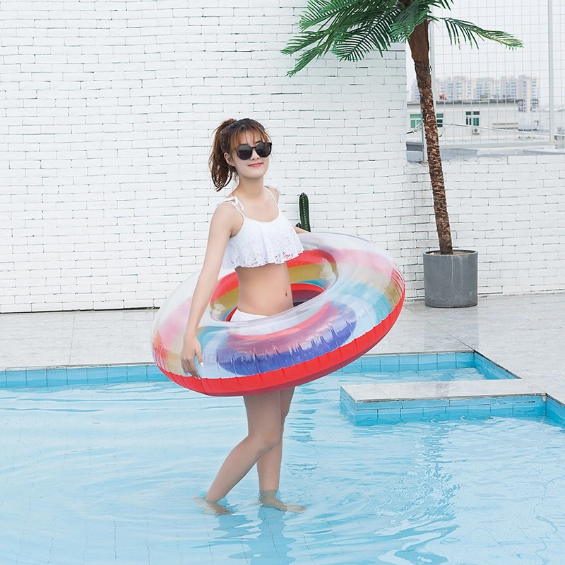 Factory direct sales on Instagram: 2020 New inflatable rainbow swimming rings, adult life buoys, thickened water buoys detail image 8