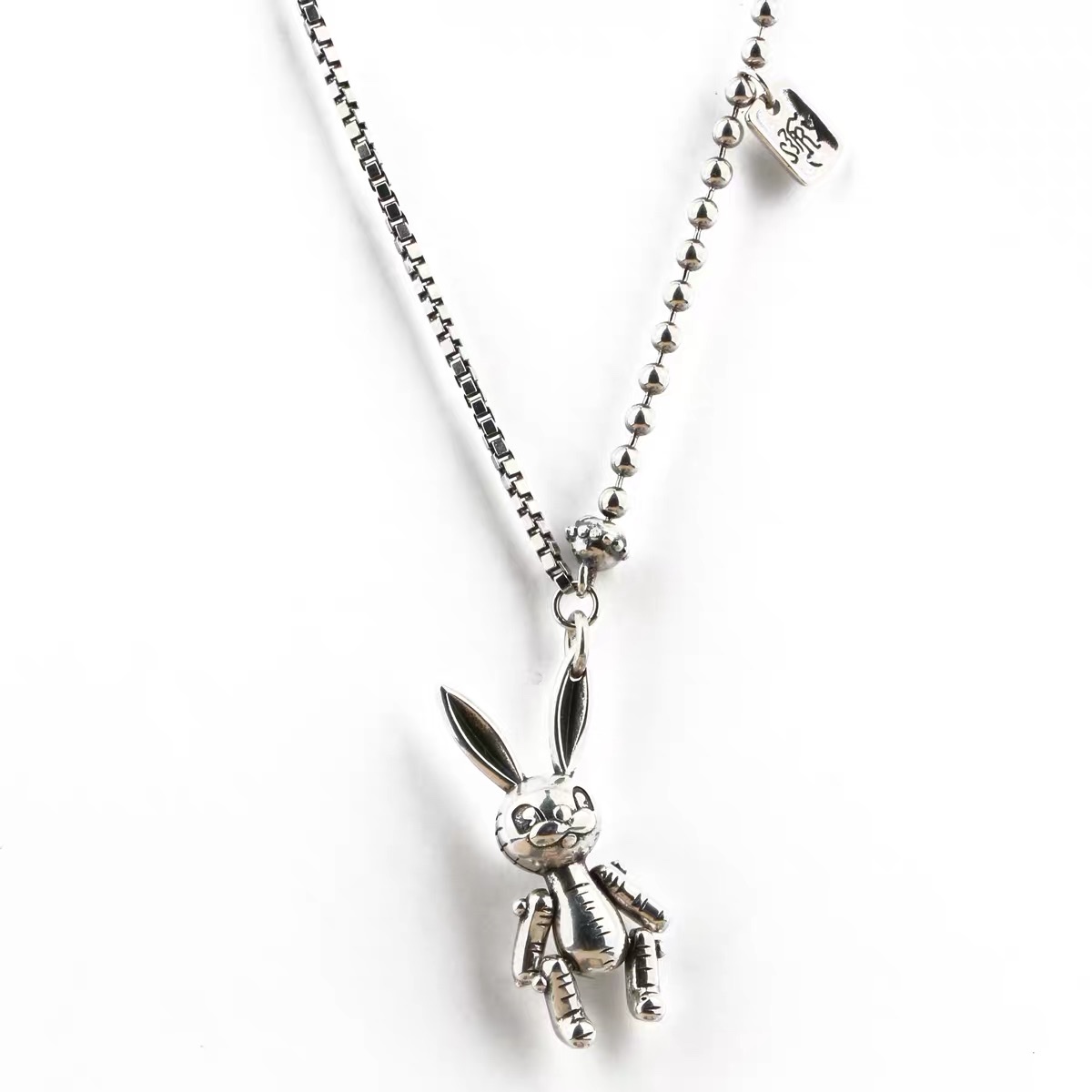 UKI SILVER and Ji S925 sterling silver Korean retro cute rabbit necklace Item Picture