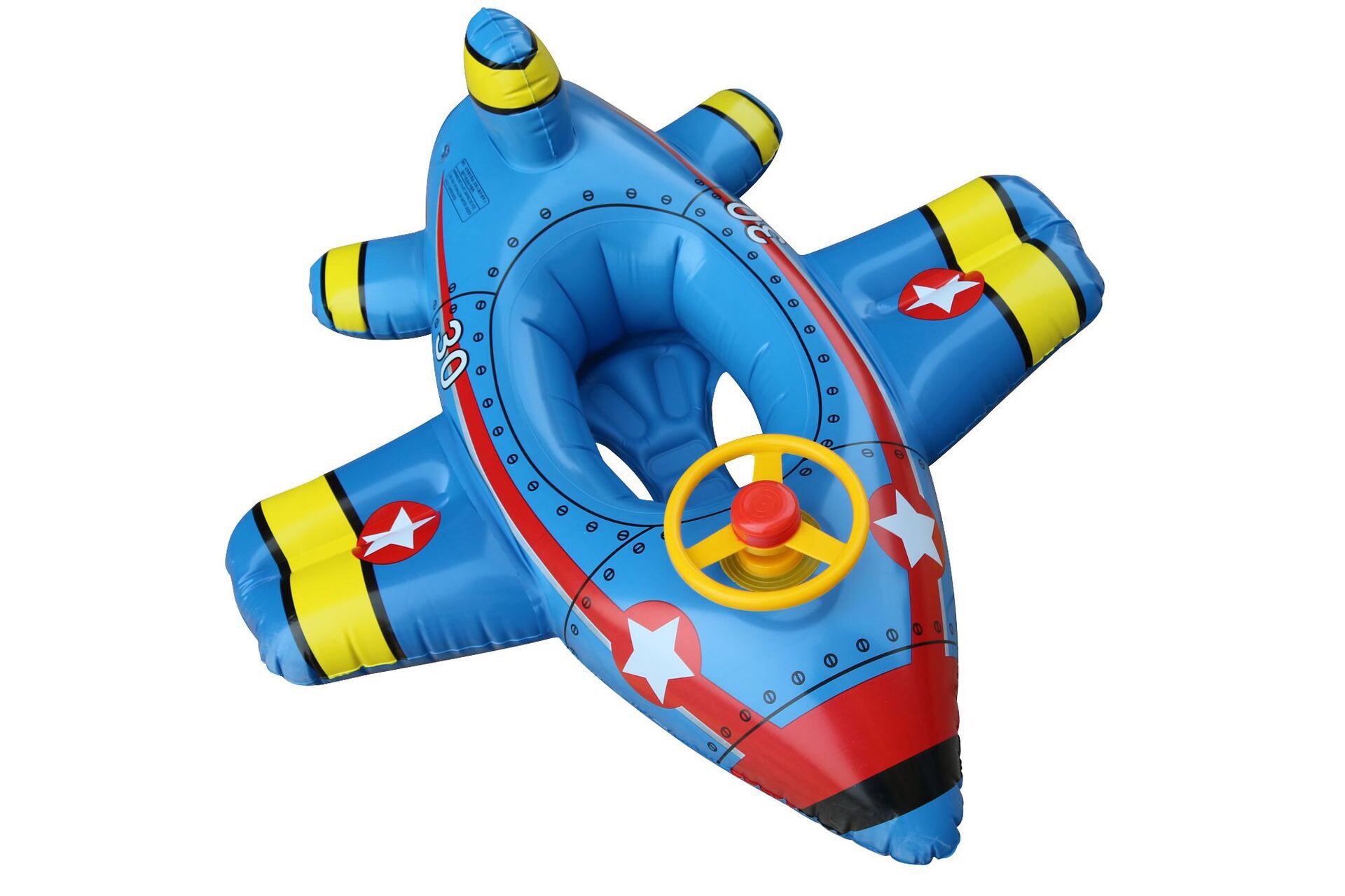 Amazon thickened creative small airplane swimming ring inflatable children's seat ring swimming ring baby seat ring blue airplane detail image 3