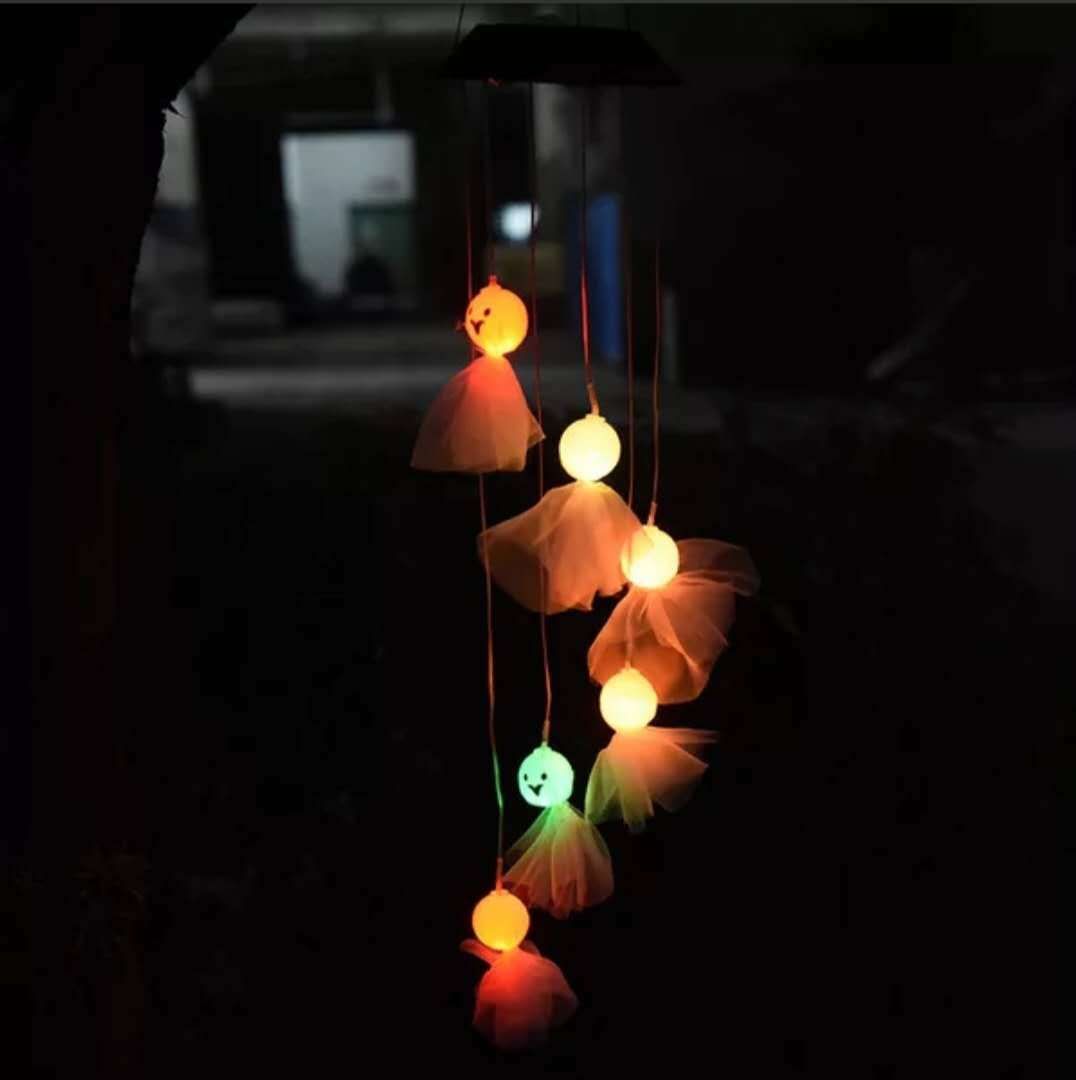 Solar Wind chimes outdoor yard Halloween pumpkin ghost decorative lights solar wind chimes