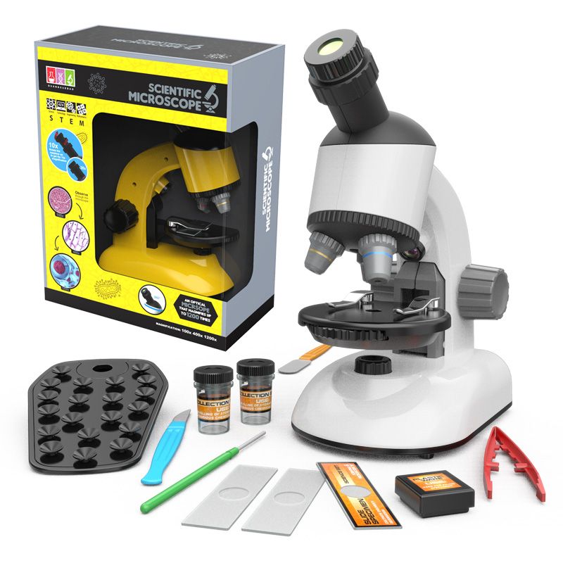 The latest upgraded 1100 rotating head 1200x primary school children's experimental science education and educational toy microscope Item Picture
