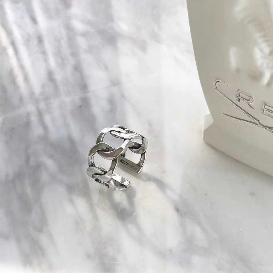 UKI SILVER and Season Chain Tank S925 pure silver individual and simple ring details Picture