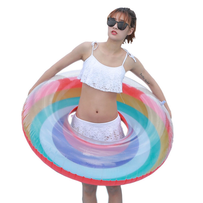 Factory direct sales on Instagram: 2020 New inflatable rainbow swimming rings, adult life buoys, thickened water buoys detail image 9