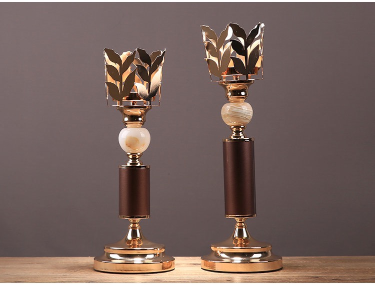 American creative light luxury table model room soft decoration romantic candlelight dinner props metal ceramic candlelight table thumbnail