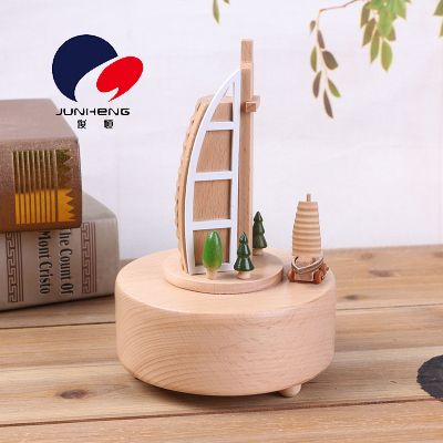1515 Burj Al Arab Boutique Wooden music box Music box Birthday Gift Creative children's decoration