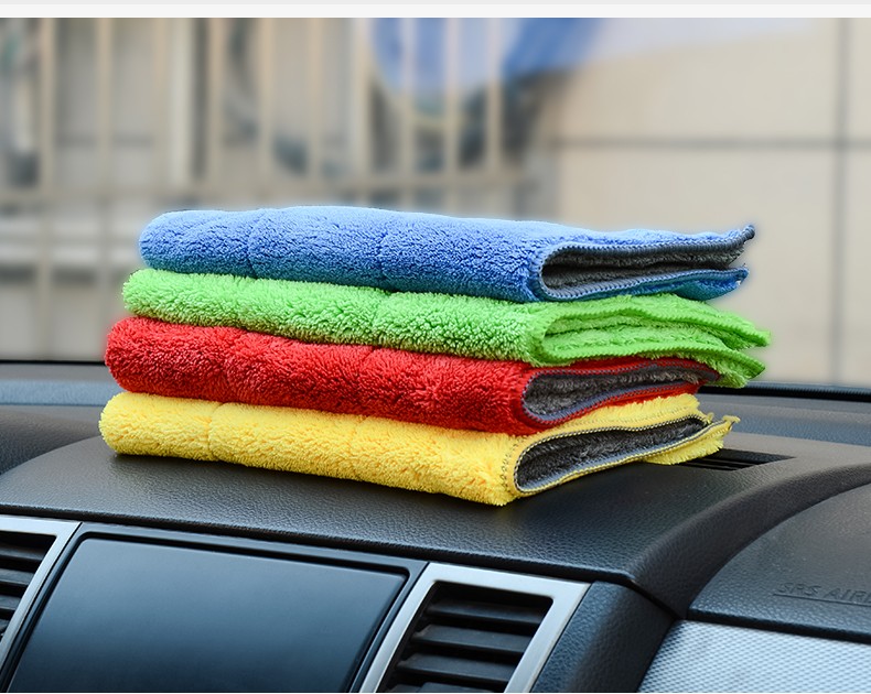 Factory direct sales of car wash towels, thickened double-sided car cleaning towels, high-density car cleaning towels, coral velvet car wash towels, 25*30CM, 1100G/ square meter detail image 6