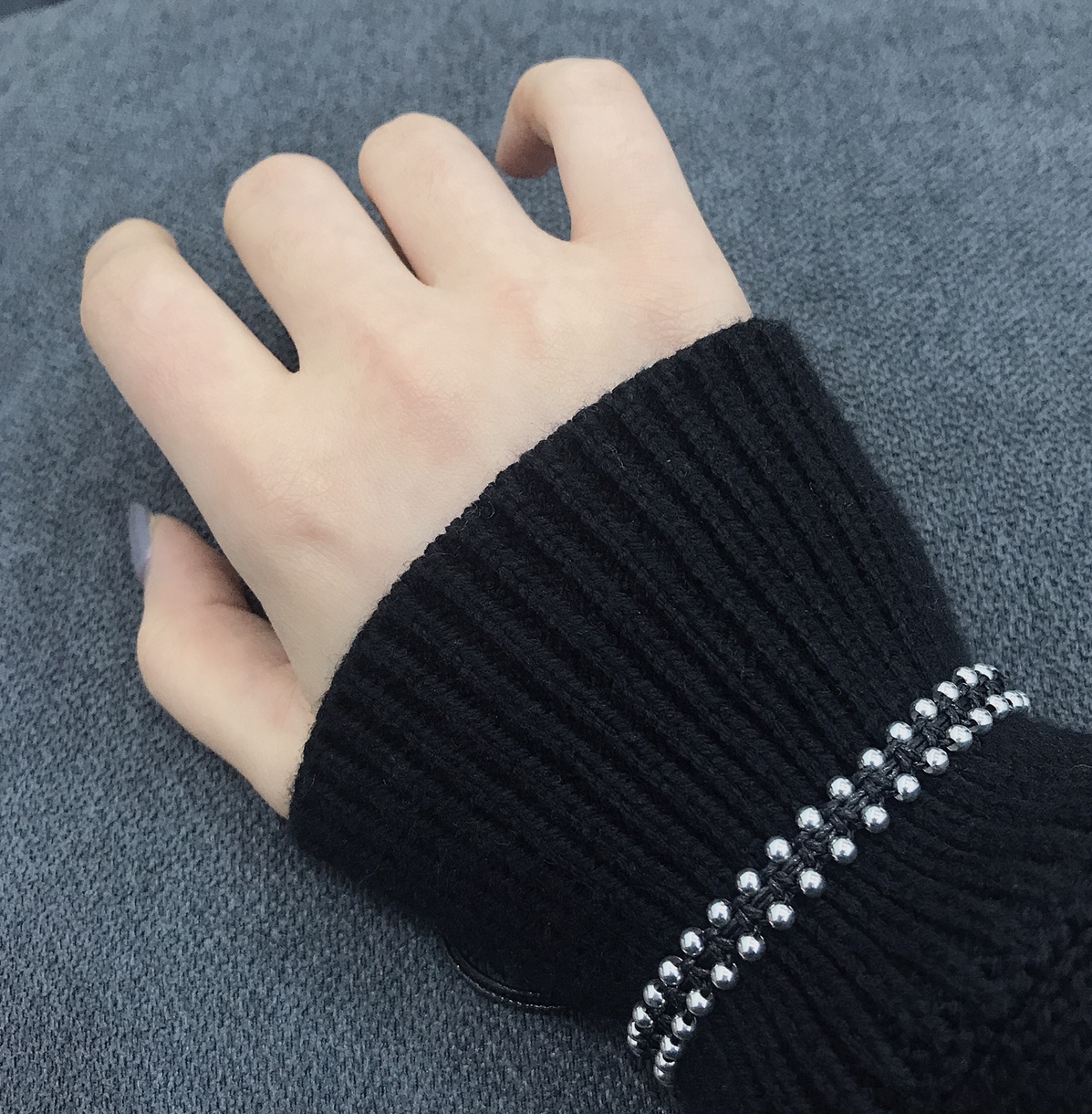UKI SILVER and Ji Hand-woven black and red rope S925 silver bead woven rope bracelet