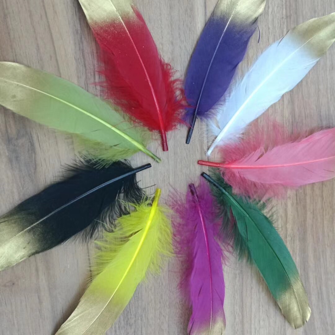 批发喷金鹅毛小直10-15工艺品材料喷金烫银羽毛 捕梦网耳饰DIY配件详情4