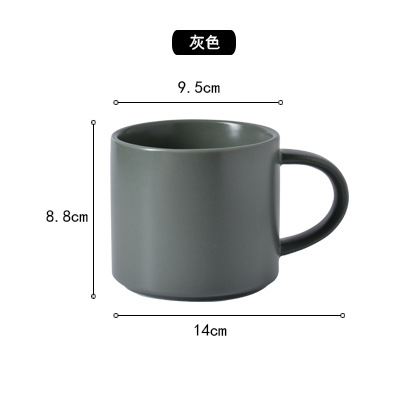 420ml卡尔马龙风格陶瓷杯，全色釉哑光咖啡杯，高档带勺木板垫水杯详情图2