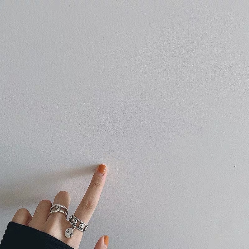 UKI SILVER and Ji 925 sterling silver smiling luck double-layer letter index finger ring details Picture