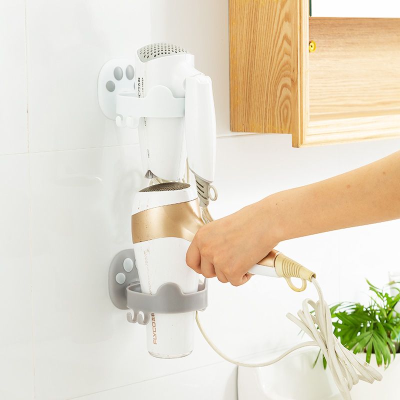 Cat paw hair dryer stand, bathroom wall-mounted storage rack, washbasin plug hook storage rack, no need for drilling Application Scenario