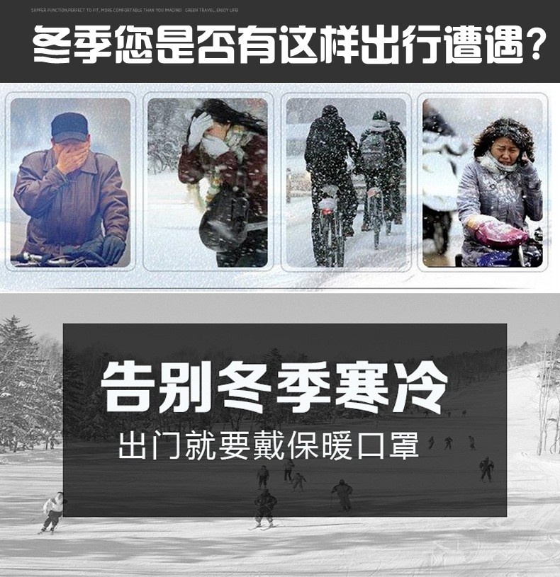 冬季口罩男女保暖防寒摇粒绒冬天骑车防冻护耳套二合一防风面罩【外贸专供】详情图2