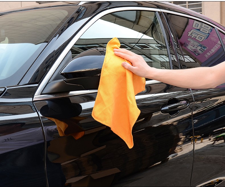 Factory direct sales of fish-scale grid car cleaning cloths, grid car cleaning cloths, glass cleaning cloths, dish towels, absorbent car wash towels, 30*40CM, 250g per square meter detail image 6