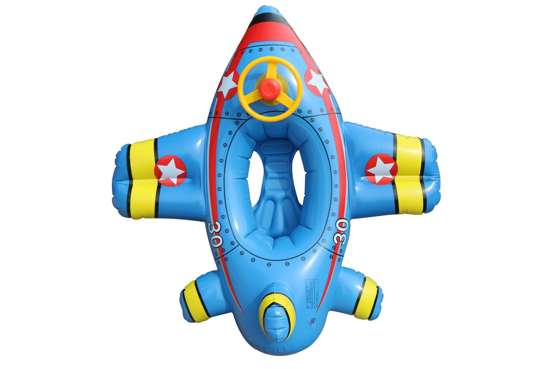 Amazon thickened creative small airplane swimming ring inflatable children's seat ring swimming ring baby seat ring blue airplane details Picture