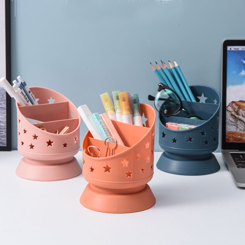 Multi-functional layered pen holder, three-compartment storage box for study and office, simple makeup brush, star-shaped chopstick cage, pen holder storage box full figure