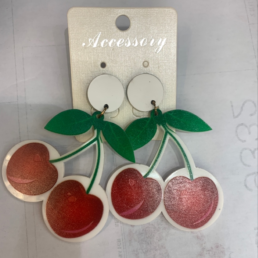 Acrylic cherry earrings thumbnail