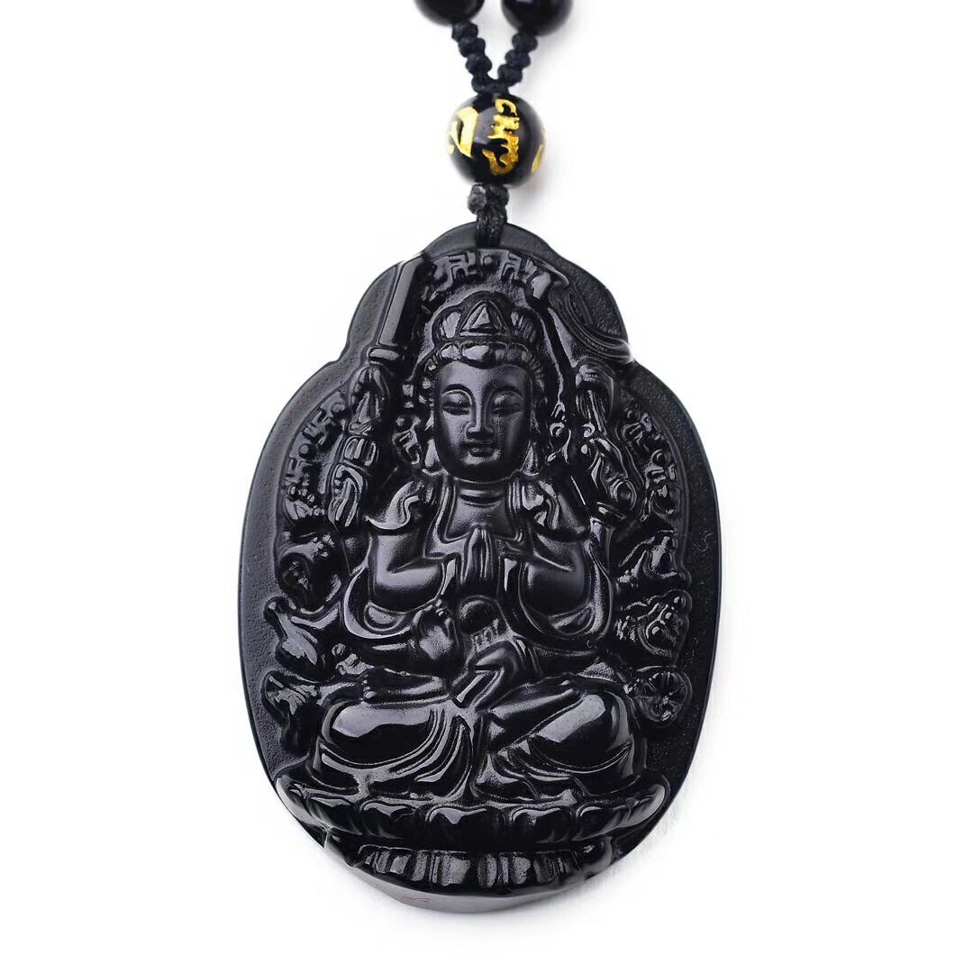 【 Name 】 Natural Obsidian Guardian Deity Rat/Thousand-handed and Thousand-Eyed Guanyin Bodhisattva