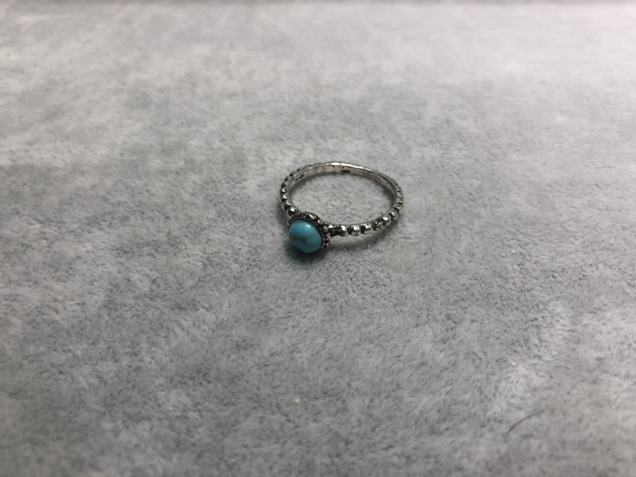 Yi Chen retro blue turquoise alloy ring fashion personality simple versatile anti - allergy hand ornaments can be customized thumbnail