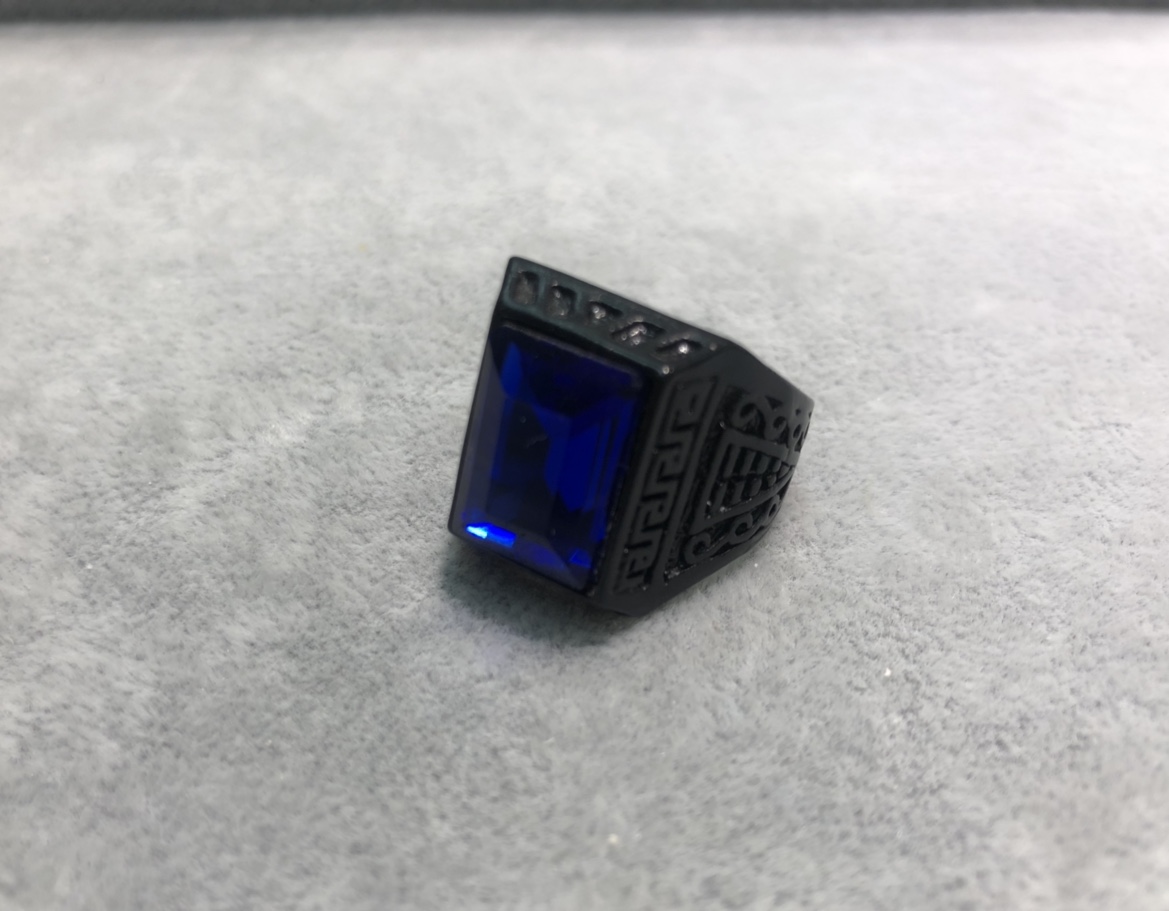 Yichen fashion long square glass alloy ring dark personality simple atmospheric anti-allergy hand ornaments thumbnail