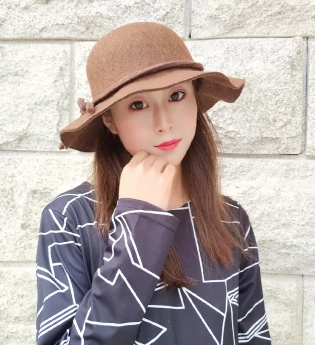 韩版春秋冬天毛呢盆帽女八角帽爵士帽渔夫帽蝴蝶结波浪边休闲礼帽百搭帽子